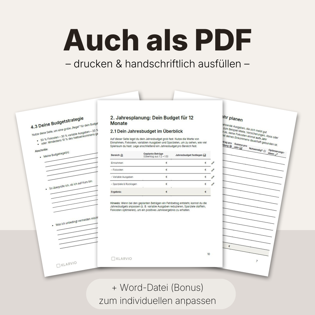 KLARVIO Jahresbudget-Planer