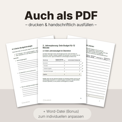 KLARVIO Jahresbudget-Planer