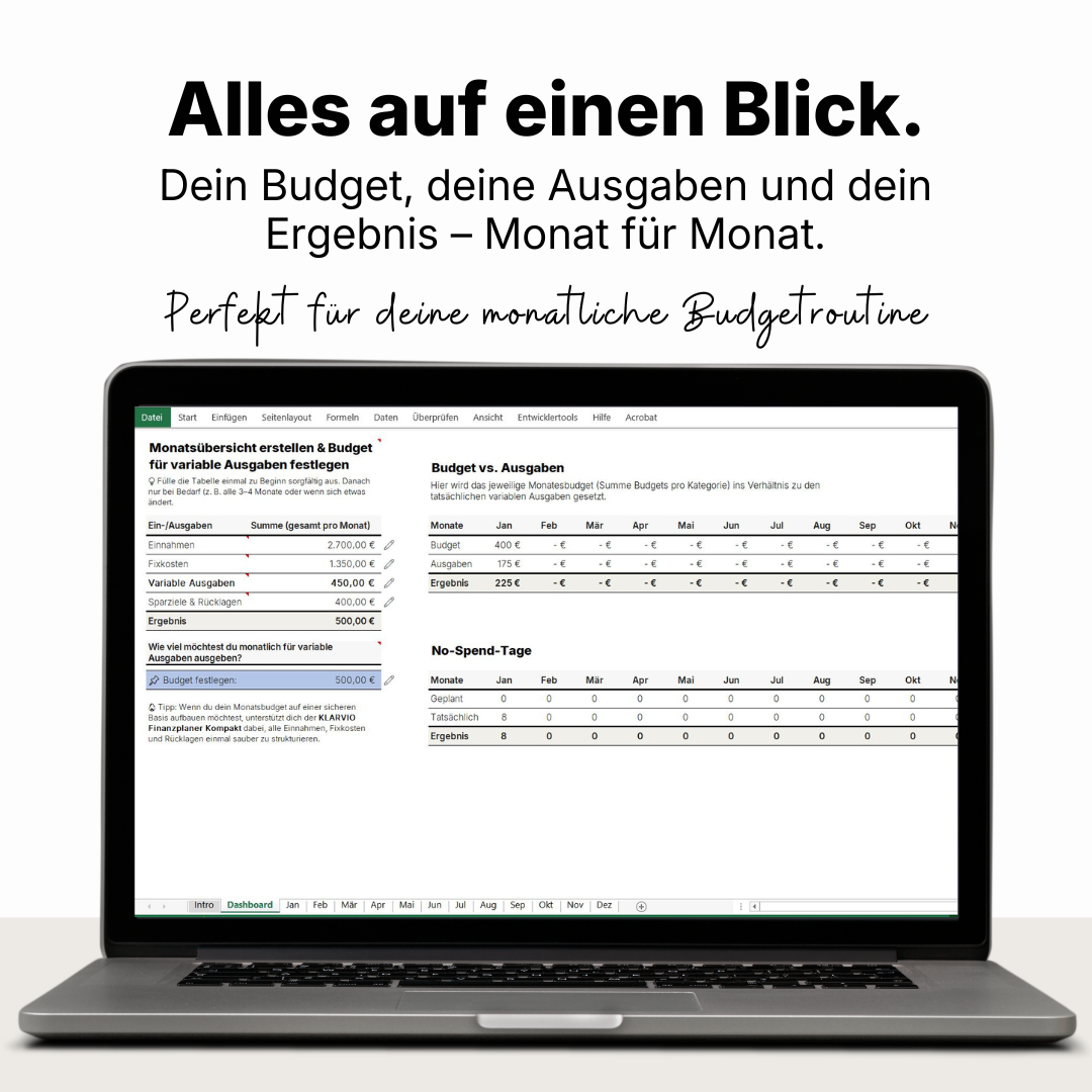 Monatsbudget Tabelle zur Budgetplanung